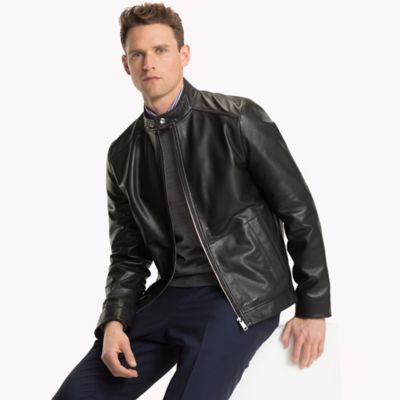 guess brown leather jacket mens