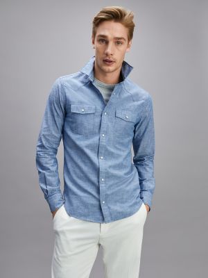 Slim Fit Washed Chambray Shirt | Tommy 