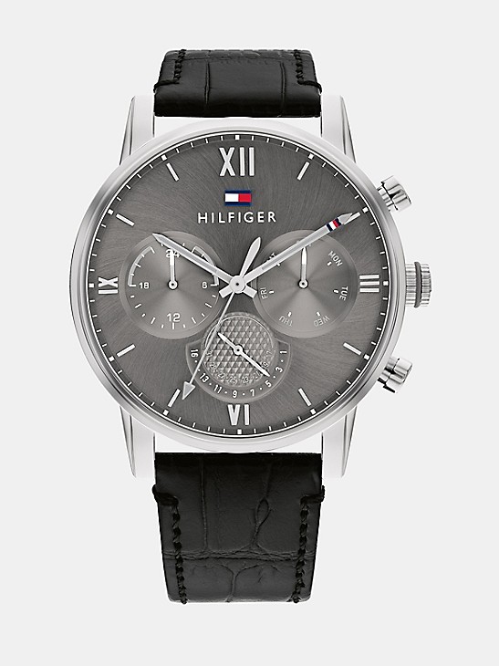 Stainless Modern Watch with Black Strap Tommy Hilfiger