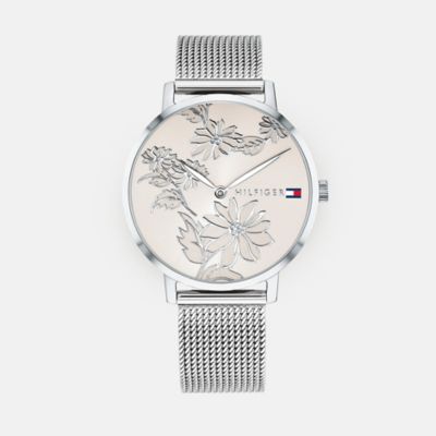 tommy hilfiger silver mesh watch