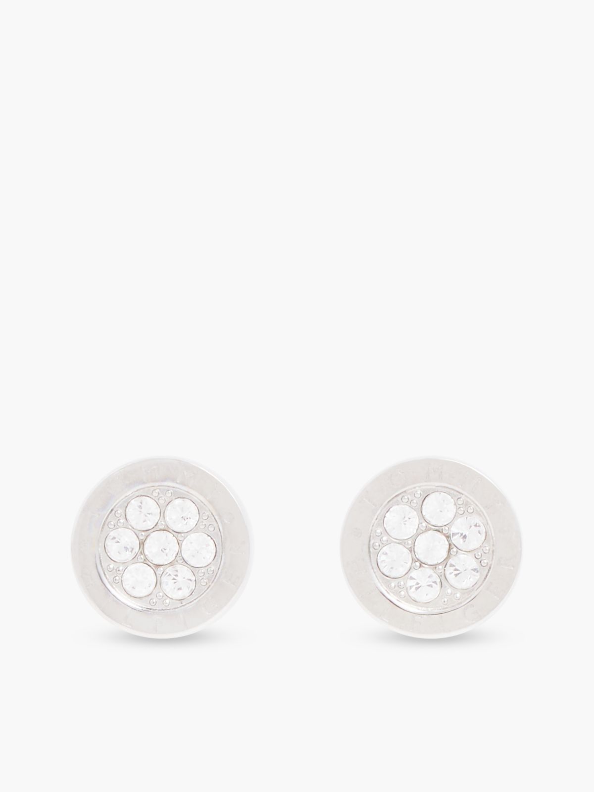 Logo Crystal Stud Earring — Silver
