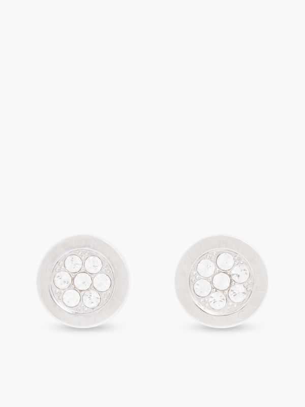 Logo Crystal Stud Earring — Silver