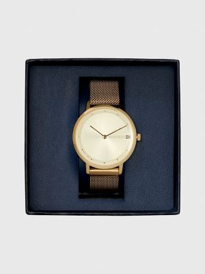 Женские часы Tommy Hilfiger Gold Watch with Magnetic Strap, цвет: Золотой — фото 3