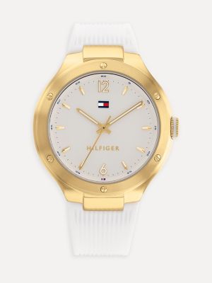 Tommy hilfiger watch outlet men's white silicone strap