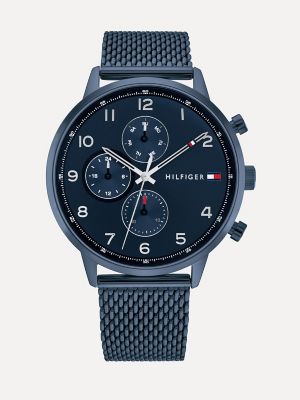 Sub-Dial Watch with Blue Mesh Bracelet, Blue