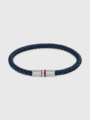 Navy Blue Braided Leather Bracelet