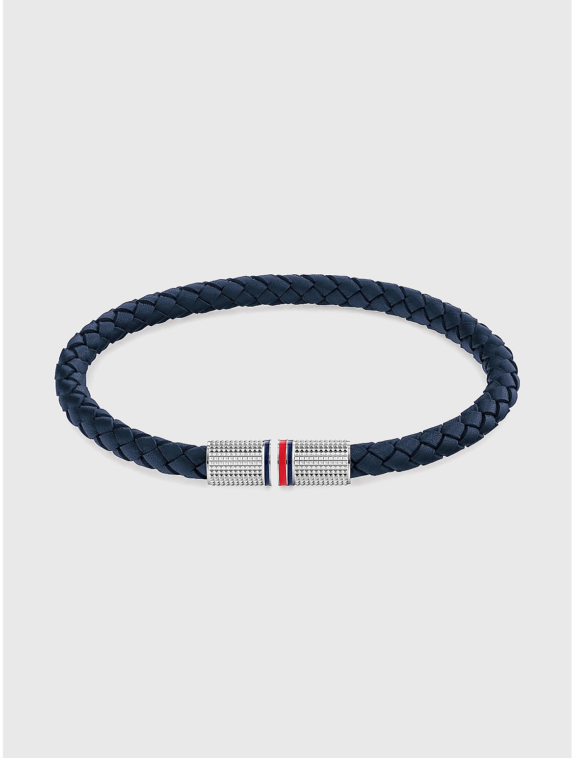 Tommy Hilfiger Men's Braided Blue Leather Bracelet - Open Blue