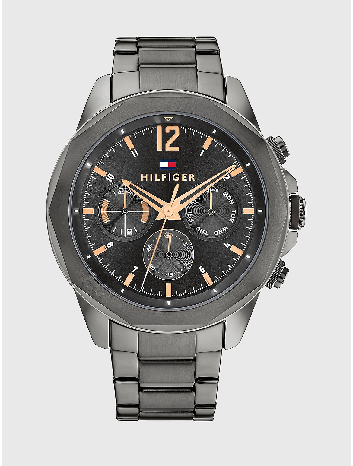Tommy Hilfiger Men's Sport Watch with Gun Metal Bracelet - Grey