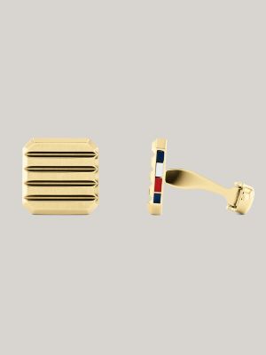 Gold Tone Stripe Cufflinks Tommy Hilfiger