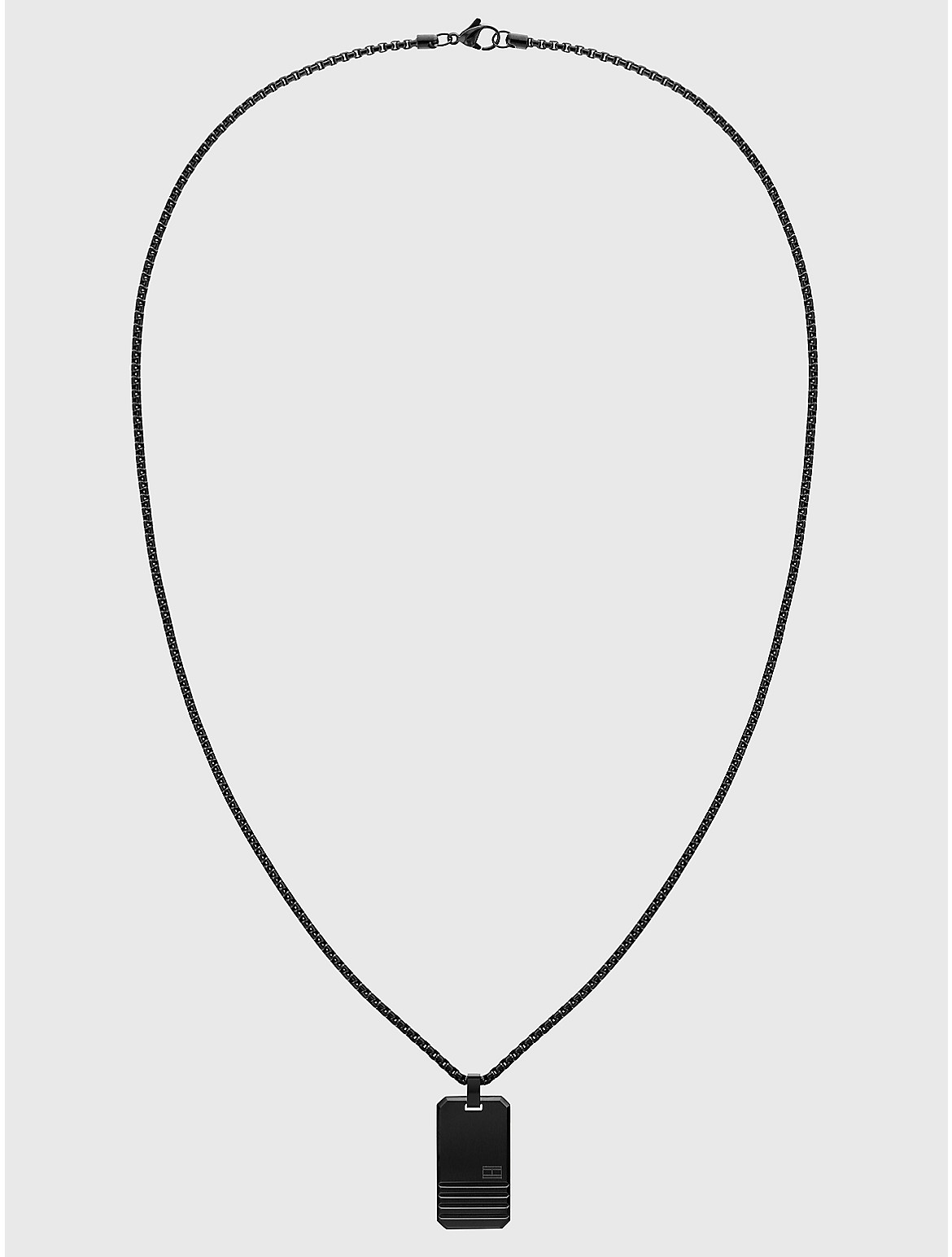 Tommy Hilfiger Men's Black Ion-Plated Stripe Dog Tag Necklace - Black