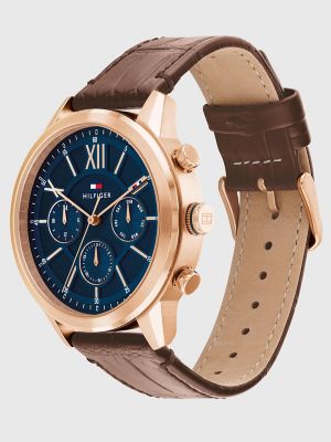 Watch Hilfiger Brown | Dress with Leather Strap Tommy