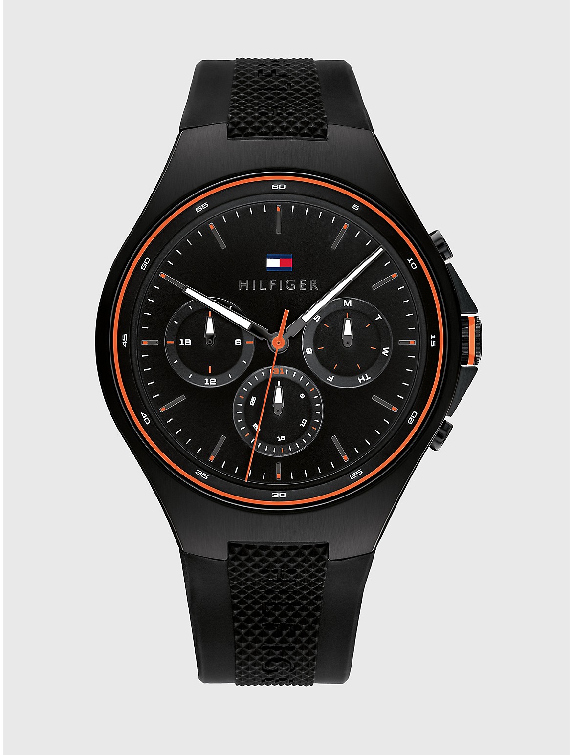 Tommy Hilfiger Men's Sport Watch with Black Silicone Strap - Black