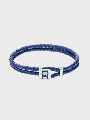 TH Logo Blue Leather Bracelet | Tommy Hilfiger