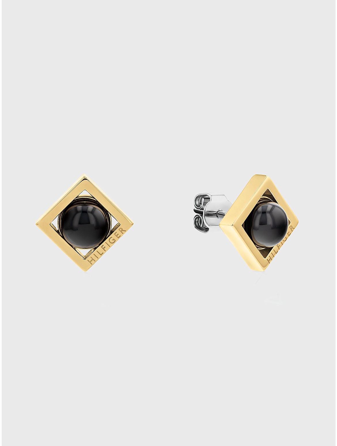 Tommy Hilfiger Women's Gold-Tone Framed Orb Earring - Metallic