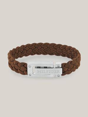 Flat Braided Suede Bracelet, Brown