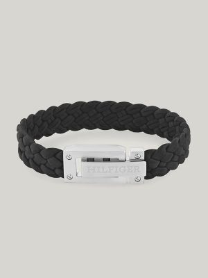 Tommy Hilfiger Braided Leather Bracelet Black