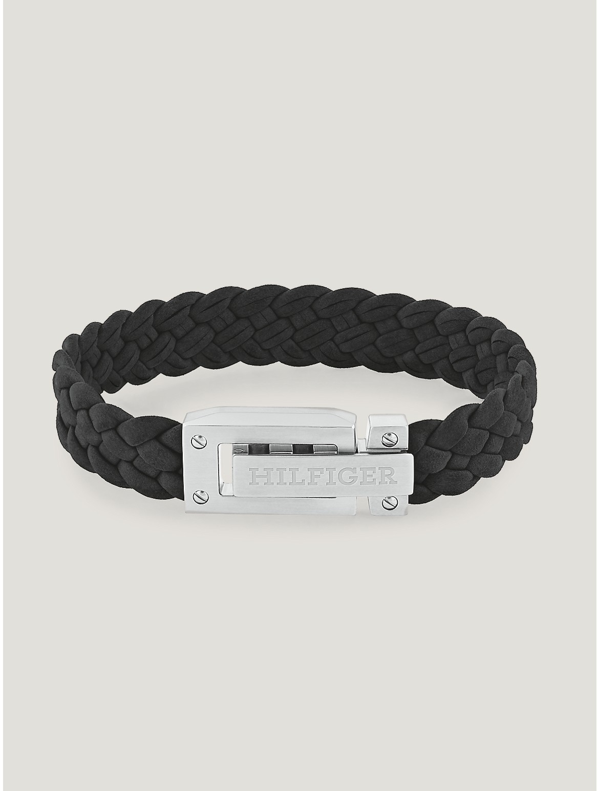 Tommy Hilfiger Men's Flat Braided Black Suede Bracelet