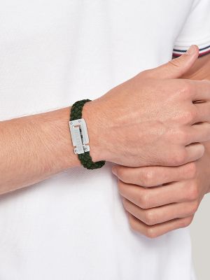 Flat Braided Suede Bracelet, Green