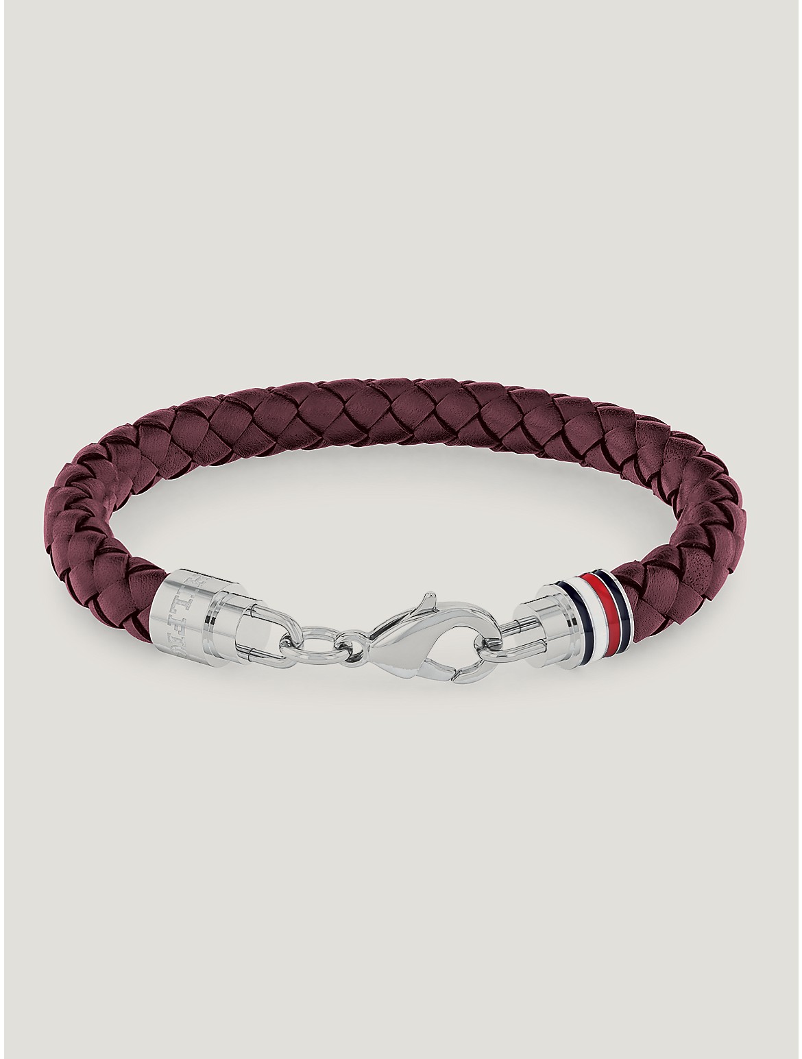 Tommy Hilfiger Men's Signature Braided Red Leather Bracelet