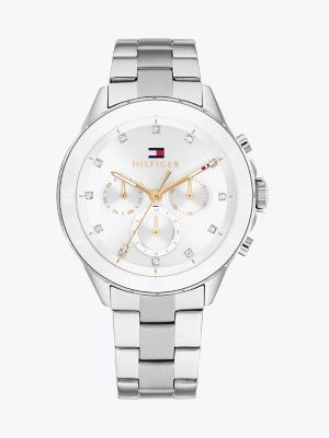 Watch with Sub Dials and White Bezel Tommy Hilfiger