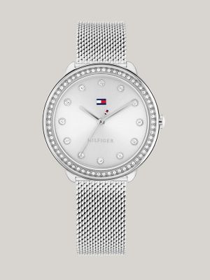 32MM Monochrome Mesh Bracelet Watch, Silver