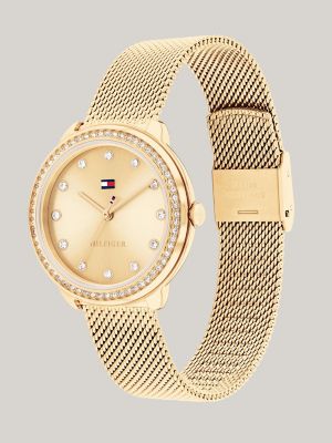 32MM Monochrome Mesh Bracelet Watch, Gold