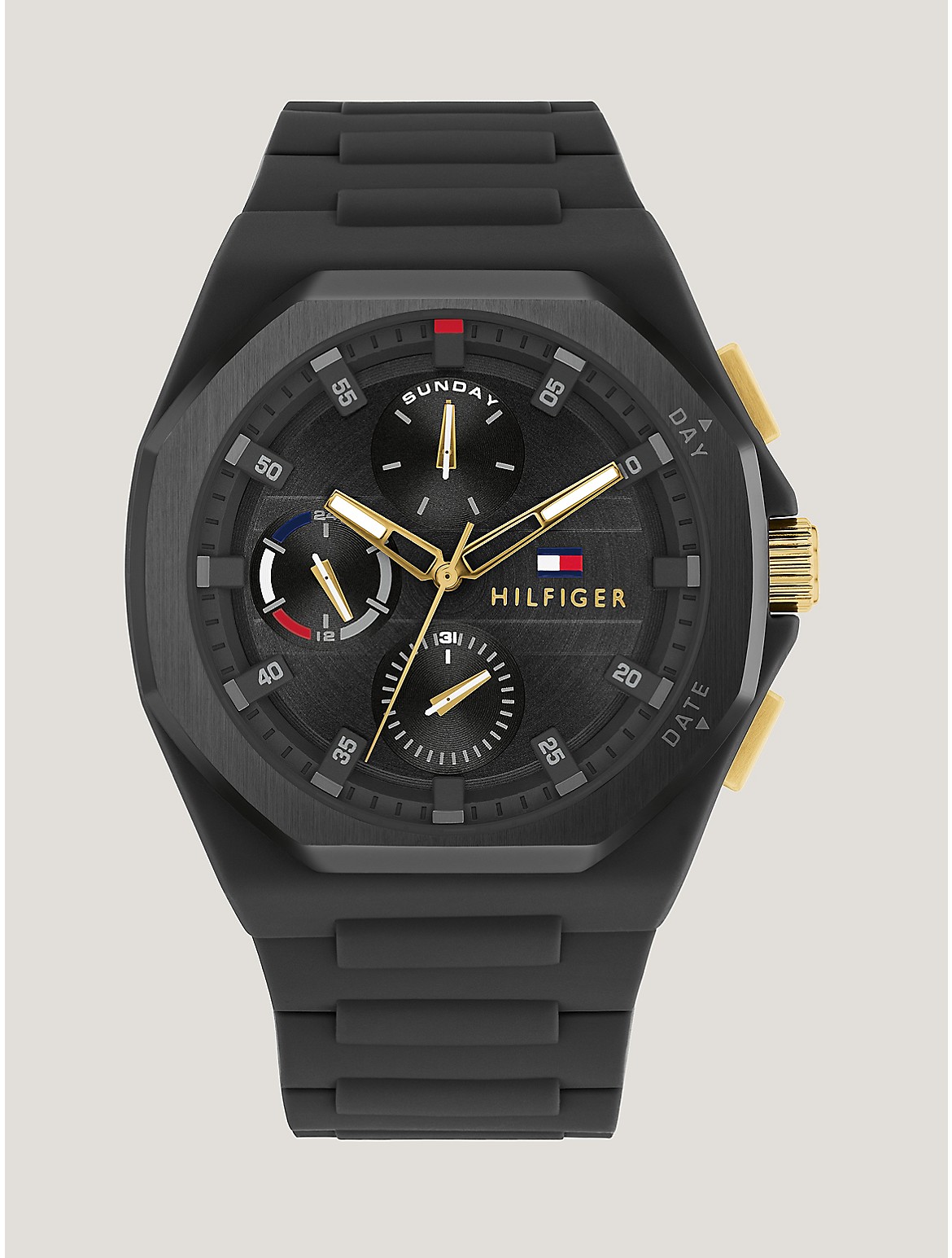 Tommy Hilfiger Men's 44M Multifunction Black Silicone Watch