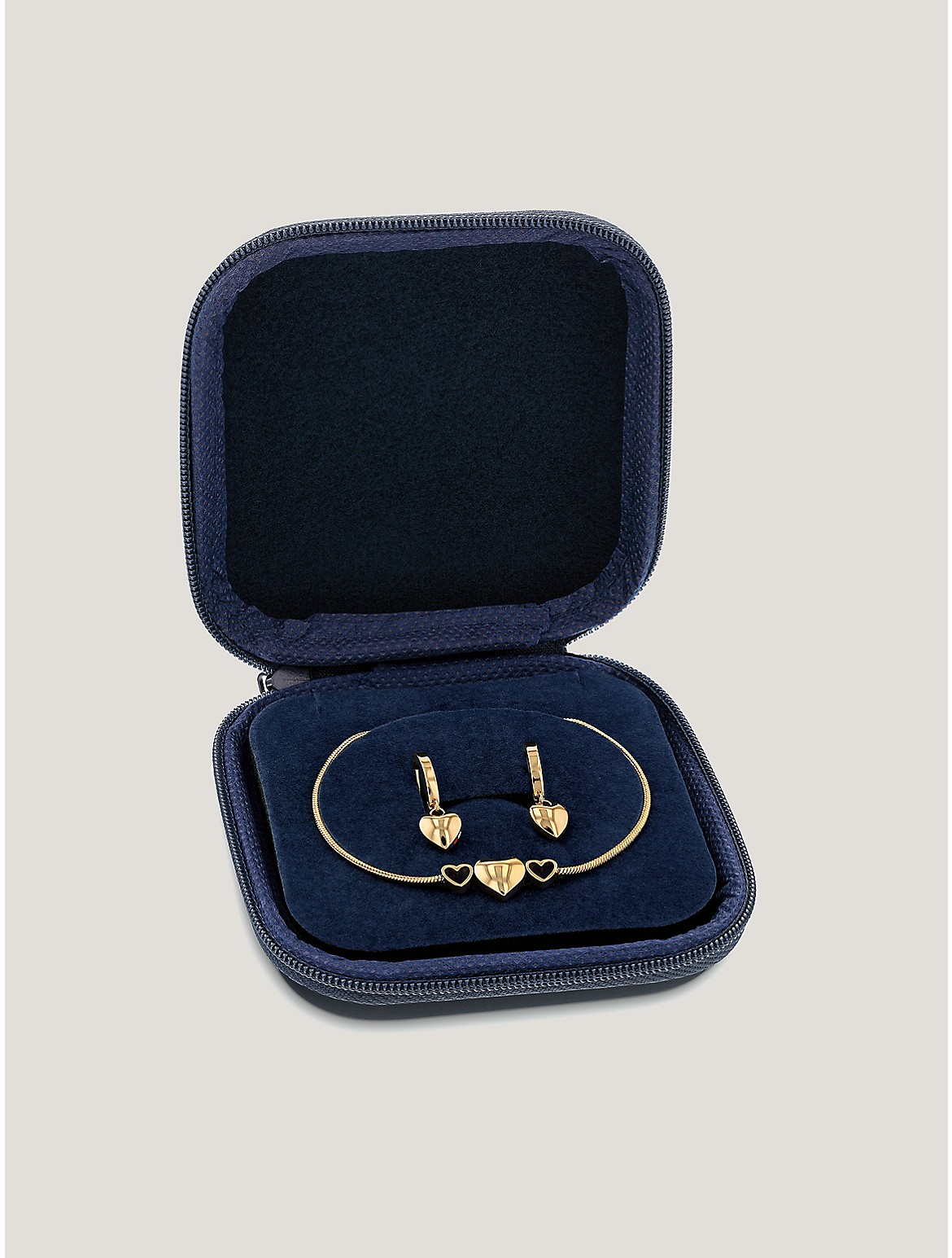 Shop Tommy Hilfiger Heart Bracelet And Earring Gift Set In Carnation Gold