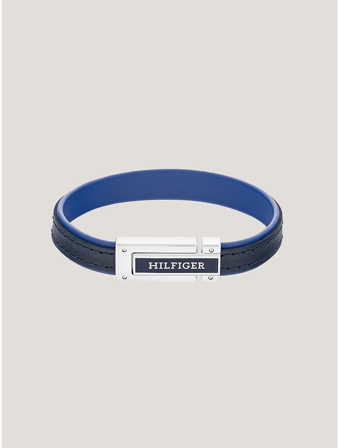 Shop Tommy Hilfiger Hilfiger Leather Bracelet In Blue