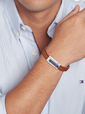 Hilfiger Light Brown Leather Bracelet, Light Brown