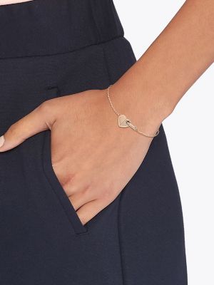 Heart Chain Link Bracelet, Carnation Gold