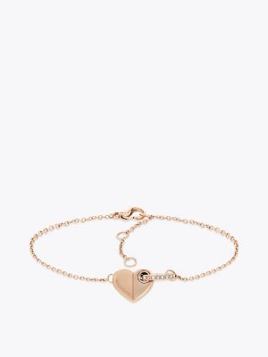 Heart Chain Link Bracelet, Carnation Gold