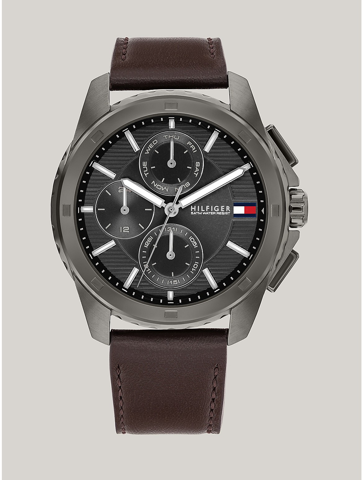 Tommy Hilfiger Men's 44MM Multifunction Brown Leather Watch