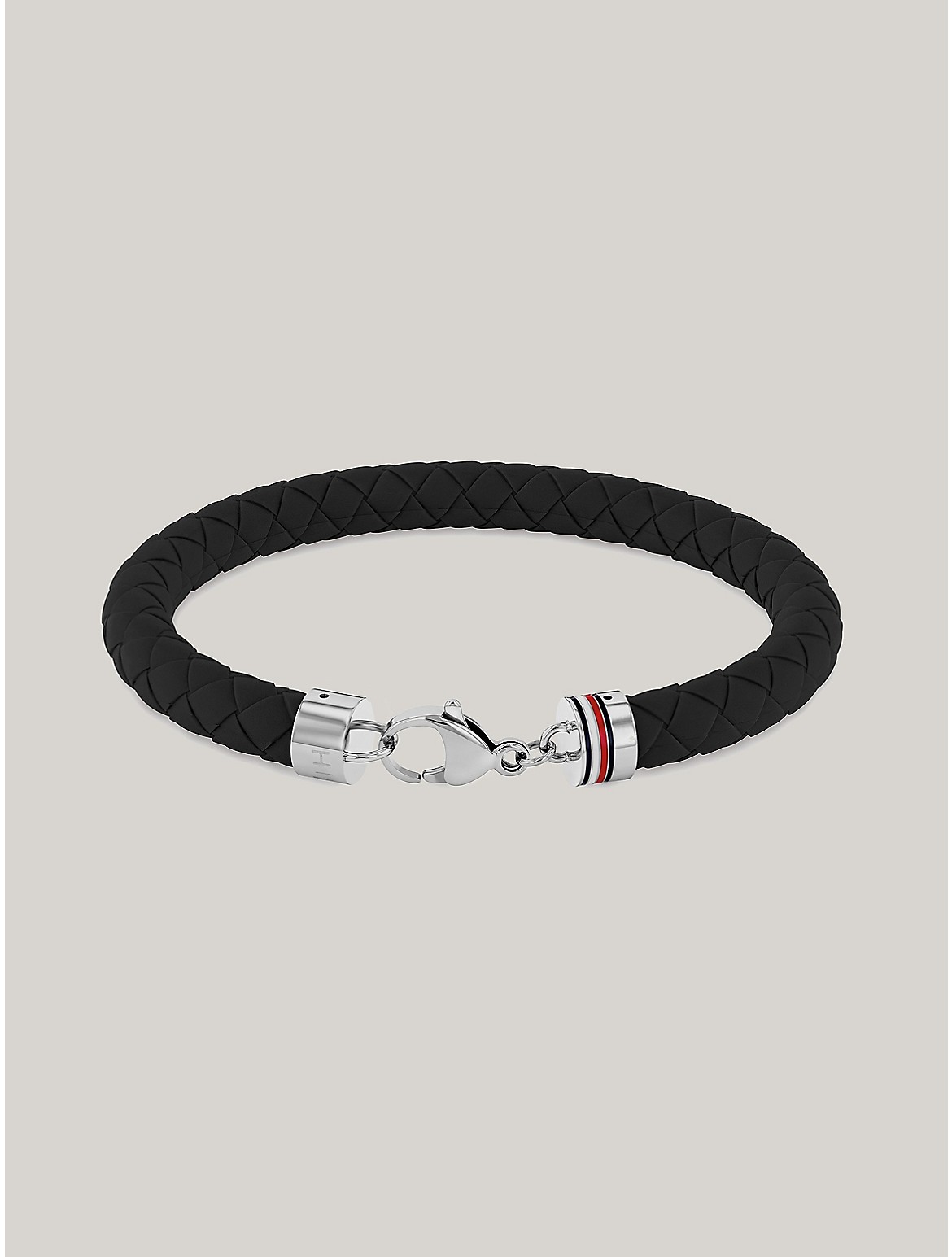 Shop Tommy Hilfiger Braided Silicone Bracelet In Black
