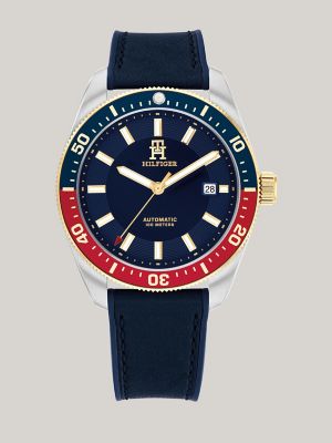 40MM Automatic Blue Diver Watch Tommy Hilfiger