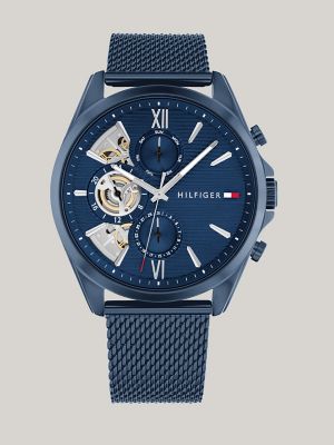 44MM Blue Dial Skeleton Watch Tommy Hilfiger