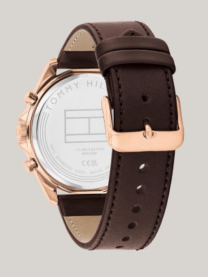 44MM Brown Leather Skeleton Watch