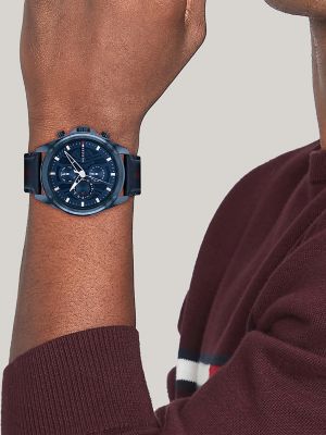 48MM Blue Leather Multi Layer Watch