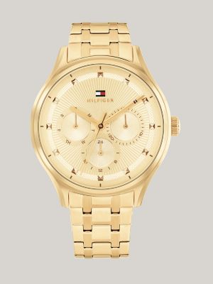 38MM Gold Tone Multifunction Watch Tommy Hilfiger