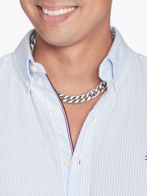Flag Accent Chain Necklace, Silver
