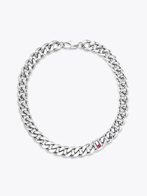 Flag Accent Chain Necklace, Silver
