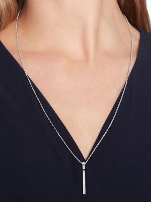 Slim Flag Logo Necklace, Silver