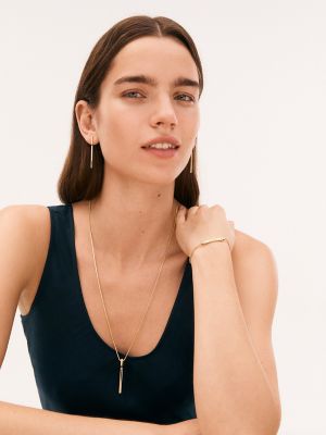 Slim Flag Logo Necklace, Gold Plated