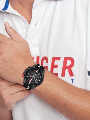 46MM Sport Watch with Silicone Strap, Black