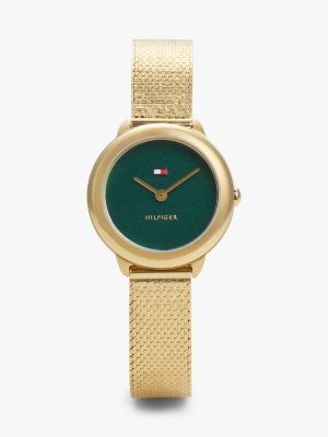 26MM Shimmer Dial Mesh Bracelet Watch, Emerald