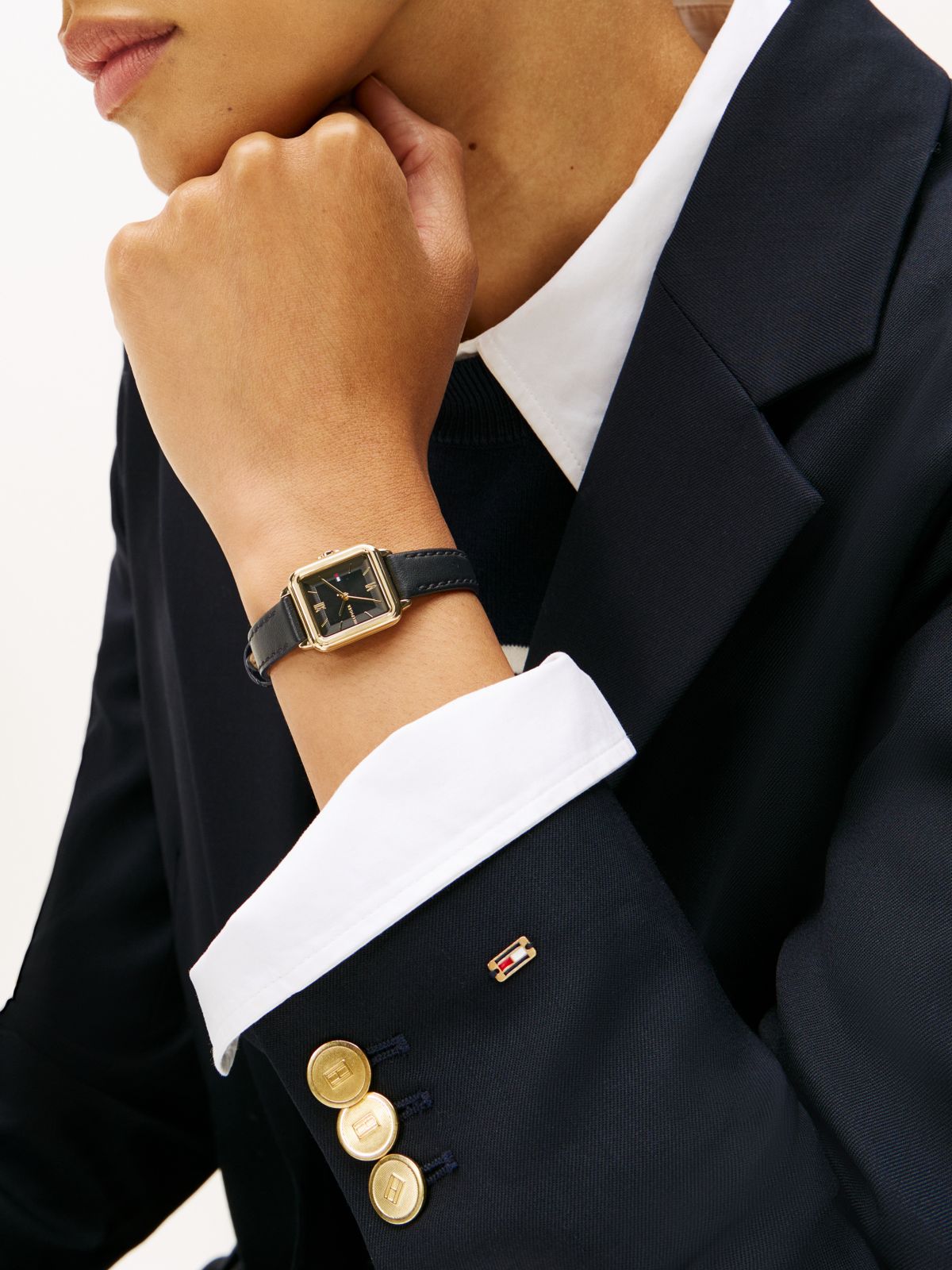 24MM Leather Strap Dress Watch — Black