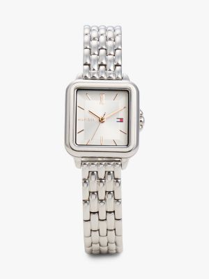 24MM Square Dial Watch, Silver White