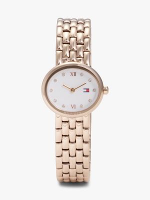 25MM Oval Crystal Accent Link Watch, White