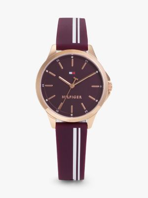 34MM Signature Stripe Strap Watch, Burgundy