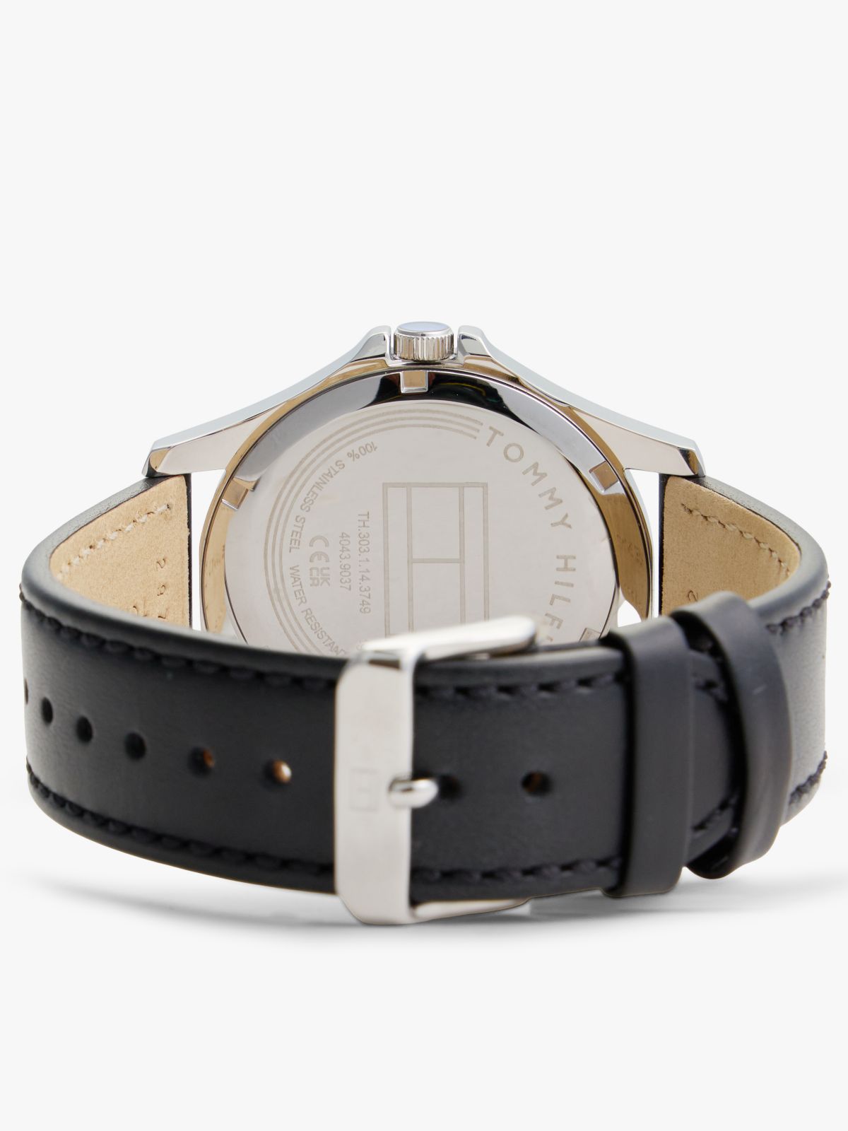 43MM Leather Strap Sport Watch — Black